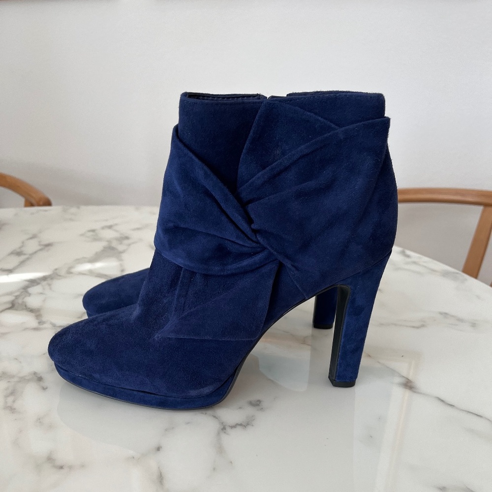 Gianni Bini Blue Suede Heeled Bootie
